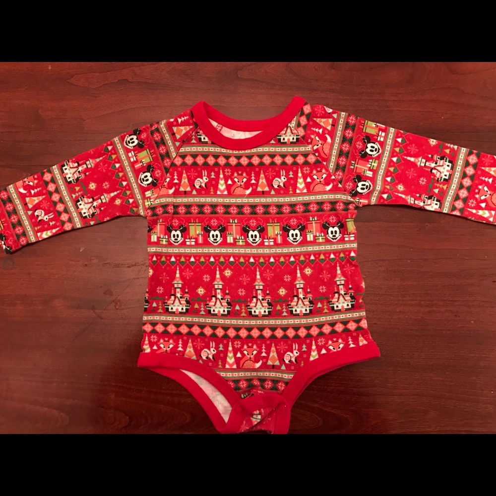 (3/$10) 12 month mickey Christmas bodysuit